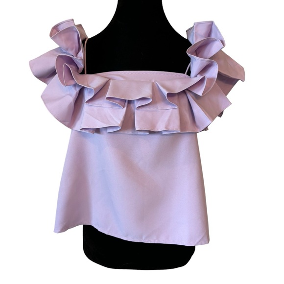Lavender Full Ruffle Stretch Top - Picture 4 of 8